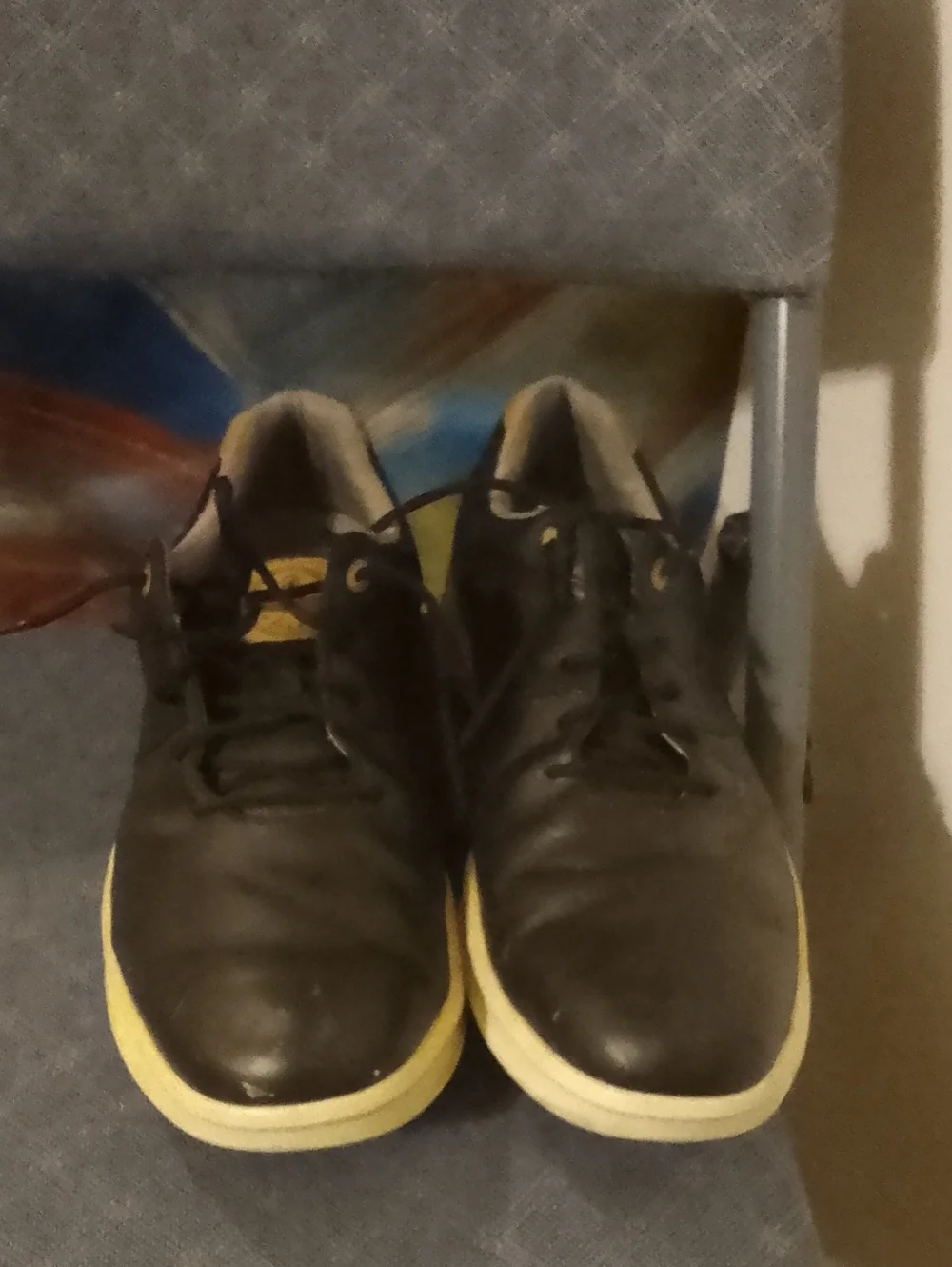 Men's Black Leather Sneakers with Cream Sole